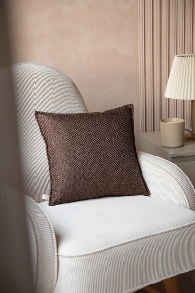 needle home textile .decoration غطاء وسادة مسنن باللون البني الداكن (45x45)
