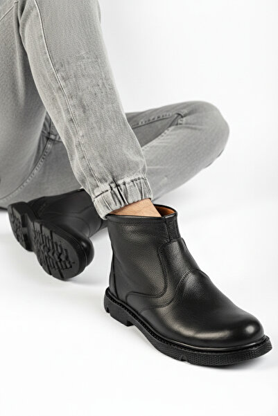 Deripabuc Γνήσιο δέρμα Μαύρες Ανδρικές Δερμάτινες Μπότες Mrd15-0502