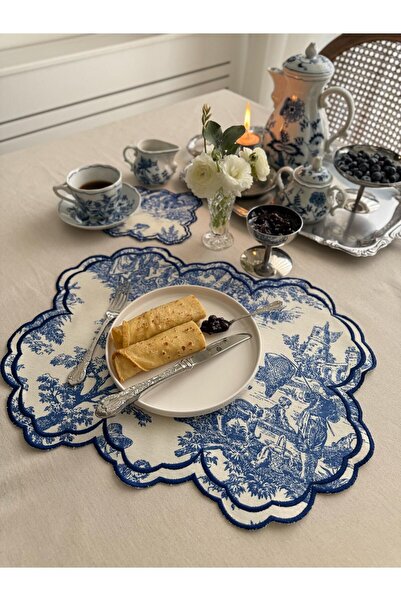 NEEDLE Rustik Amerikan Servis ve Kokteyl Peçetesi Mavi