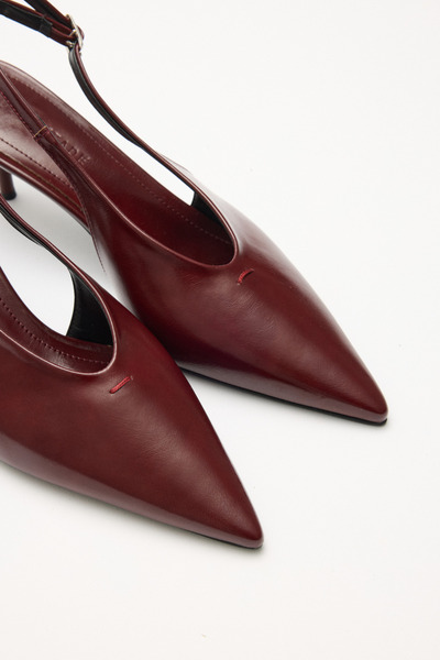 LUTVELIZADE Topuklu 2505 - Sivri Burun Dekolteli Bordo Kadın Topuklu