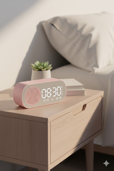 Zilvana Aynalı LED Ekran Bluetooth Hoparlör Alarm Saat FM Radyo ve TF Kart De...