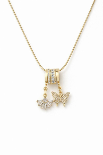 Leo'Stone قلادة نسائية من الفولاذ بحجر الزركون على شكل فراشة للموسم الجديد