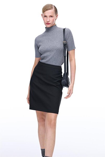 Perspective Morningstar Slim Fit Diz Üstü Siyah Etek