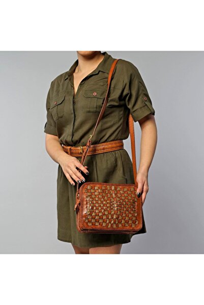 GÖN Handmade Deri Örgü Omuz Çantası ( Fraktal )