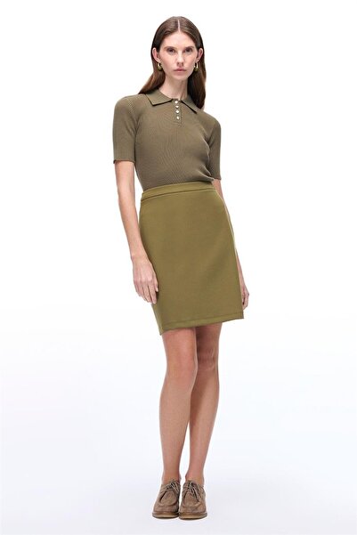 Perspective Morningstar Slim Fit Diz Üstü Hakı Etek