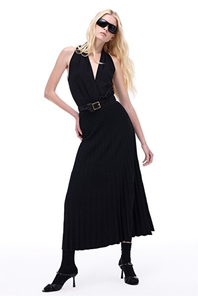 Perspective Triko Rahat Kalıp Bilek Boy Siyah Etek