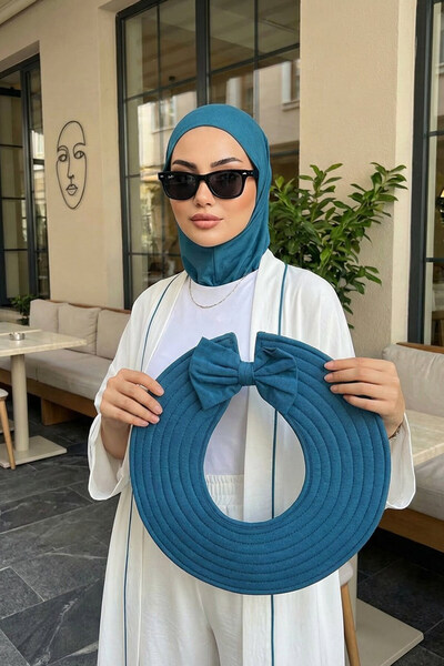 Aisha's Design قبعة نينجا بون توربان مع ربطة عنق قابلة للإزالة، S-5، بترولي