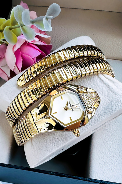 Daniel Klein Snake Watch Model - Women's Wristwatch, Waterproof Gold Color St...