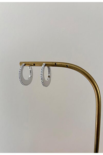 XUPING JEWELRY Special Series Oval Mini Stone Detail Xp Silver Hoop Earrings