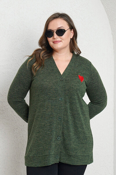 Büyük Moda Heart Embroidered Knitwear Cardigan