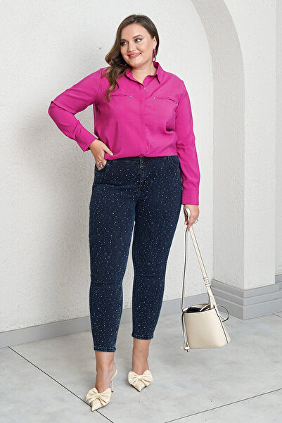 Büyük Moda JEAN SKINNY IMPRIMAT CU PIATRĂ SERPME