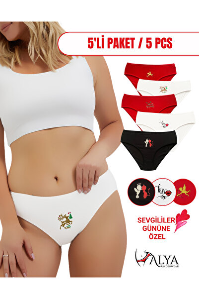 ALYA UNDERWEAR سراويل داخلية نسائية حمراء، ملابس داخلية قطنية حمراء مطبوعة خا...