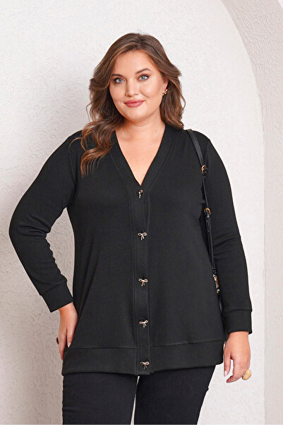 Büyük Moda Triko Cardigan with Bow Accessories