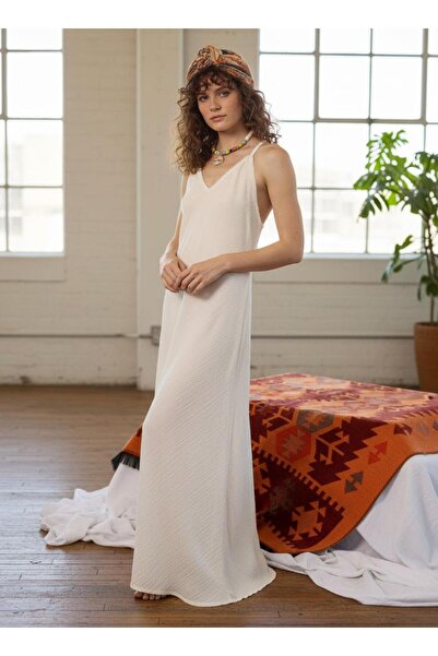 Su Koleksiyon فستان Duygu Muslin بقصة متدلية/ طبيعي