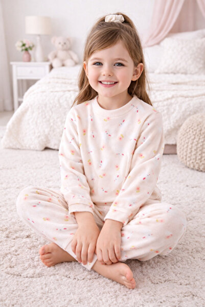 Fulla Moda Set de pijamale pentru fete din fleece cu decolteu rotund cu model...