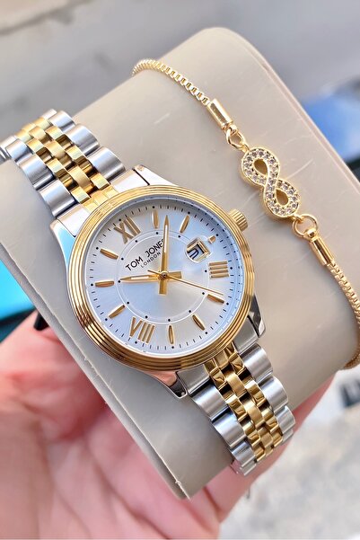 Tom Jones Kadın kolsaati gold gümüş orjinal çelik 3 atm su gecirmez 2 yıl gar...