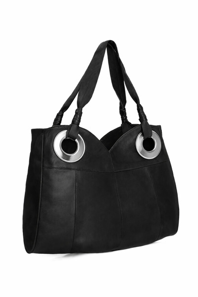 fubileather حقيبة كتف من الجلد الطبيعي مع حلقة معدنية من أورا