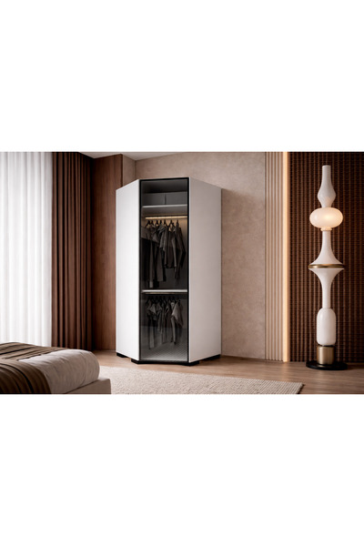 VM VERTEX MOBİLYA Floransa Alüminyum Cam Kapak Köşe Modül Beyaz-Antrasit Gard...