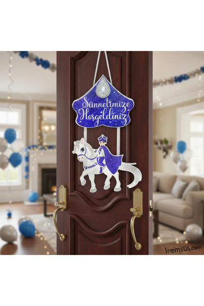 mypartyready Sünnetimize Hoşgeldiniz Yazılı Kapı Sarkıt Kağıt Süsü Mavi Renk ...