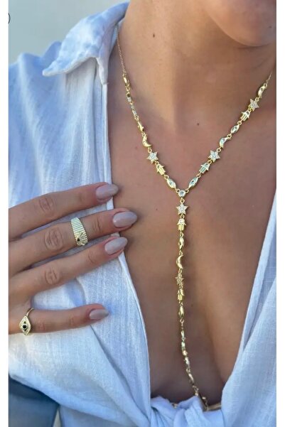 Xui Trend Model Ay Yıldızlı Fatma Ana Eli Y Kolye/Vip Manifest Şans Y Kolye/G...