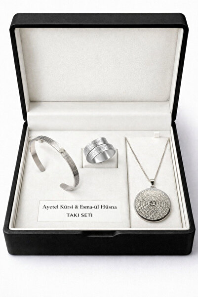 TWOGAN Ayetel Kürsi Bileklik, Yüzük, Esmaül Hüsna Kolye, Çelik