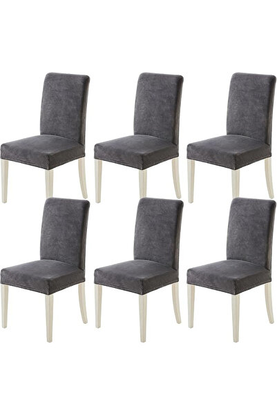 OEM Huse de scaun impermeabile din catifea elastică, gri închis, set de 6 bucăți