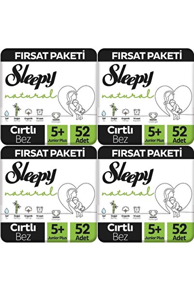 Sleepy Bebek Bezi Naturel Beden:5+ (13-20Kg) Junior Plus 208 Adet Avantaj Fır...
