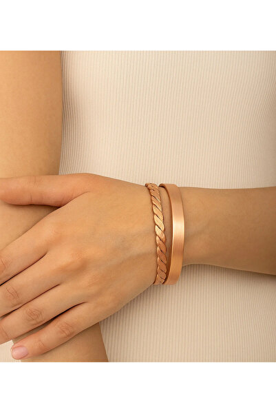 Neefy 2 ADET ŞIK İNCE 6 MM Saf Bakır 1 ADET burgui 1 ADET DÜZ Bileklk