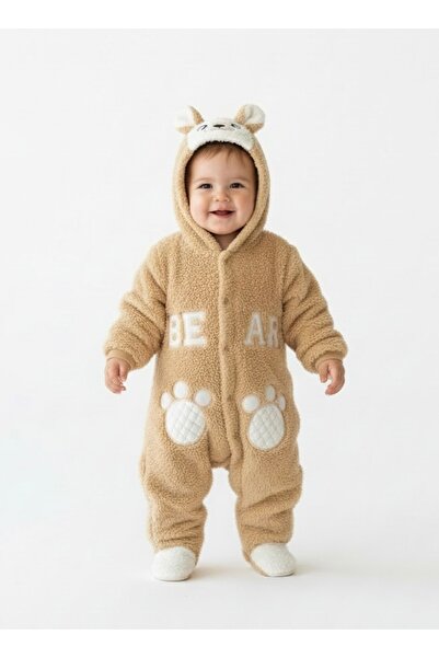 Bebemio Boutique بدلة شتوية للأطفال مع دمية دب قطيفة، ملابس داخلية بغطاء للرأ...