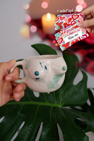 Maui El Yapımı Özel Tasarım Seramik Memeli Kupa , Sevgililer Günü Hediyesi , ...