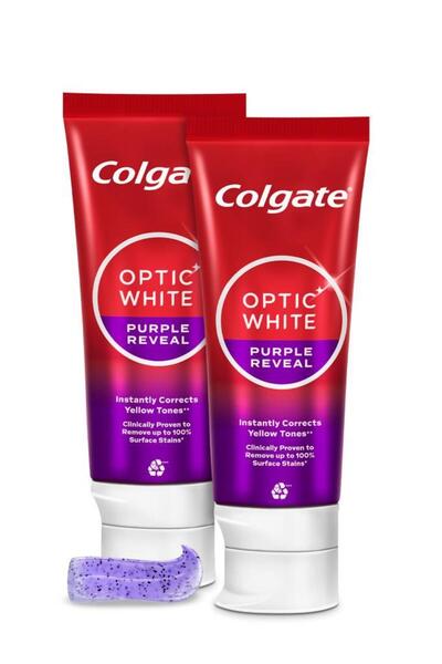 Colgate Optic White Purple Reveal Beyazlatıcı Diş Macunu 75 ml x2 Ağız Bakımı Ağız Hijyeni Diş Temizliği