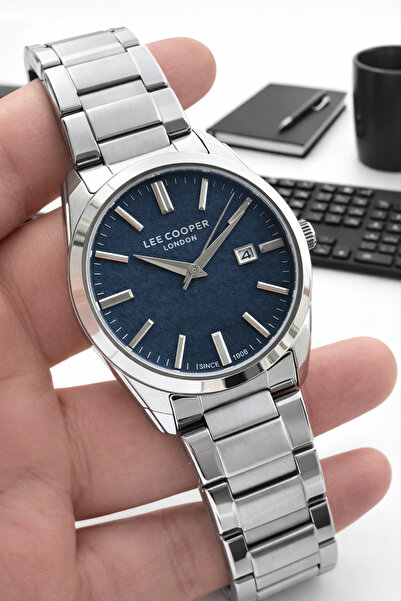 Lee Cooper ساعة يد رجالية مقاومة للماء بسلك فولاذي مع وظائف داخلية نشطة 5 ATM...