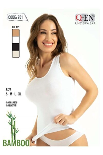 Q-EN Дамски черен дебел бамбуков потник с презрамки