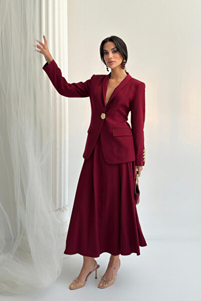 Potenza Women's Two-Piece Suit Stylish Button Detail Stand Collar Blazer Jack...