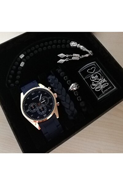 Spectrum Erkek Saat Seti Seni Seviyorum Çakmak Tesbih Bileklik Seti