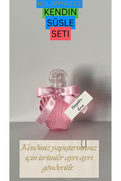 Pearl Star (50 ADET) Süslü İstiridye Boş Kolonya Şişesi Mika Plastik 40ml (Pe...