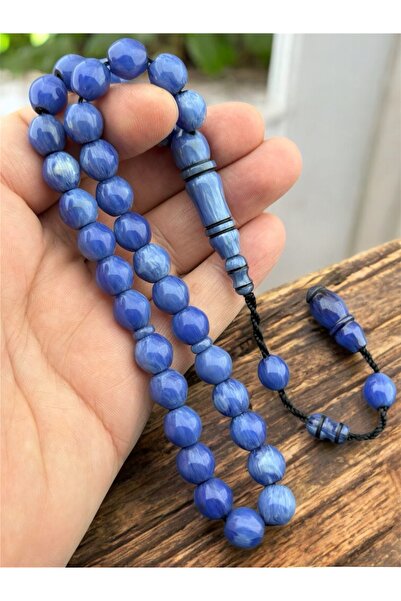 izmirpazarı سبحة من حجر العنبر المجعد المقطوع على شكل أسطواني