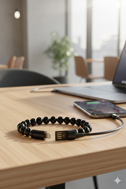 Zilvana Bileklik Şarj Kablosu 22,5 Cm 15W Lightning Siyah