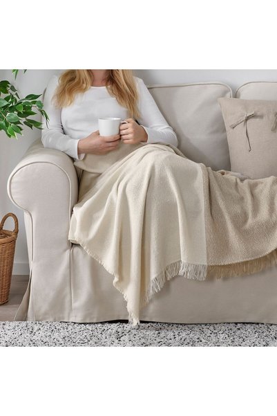 IKEA COZY ROOM - Cuvertură GUNNEMOR, bej și maro, culori duble, 130x170 cm