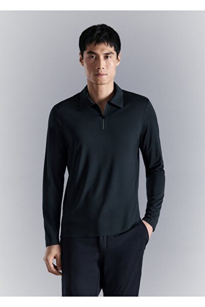 MANGO Man Comfort stretch fermuarlı polo yaka gömlek