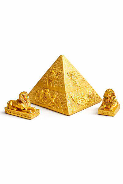Sisay Home Gold Mısır Piramit & Sfenks Biblo Seti | Lüks Salon Orta Sehpa Dek...