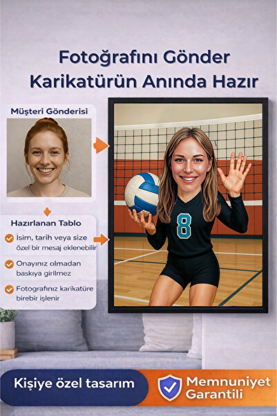Bugucreative Kişiye Özel Voleybol Karikatürü Çerçeveli Poste Tablo,Hediyelik ...