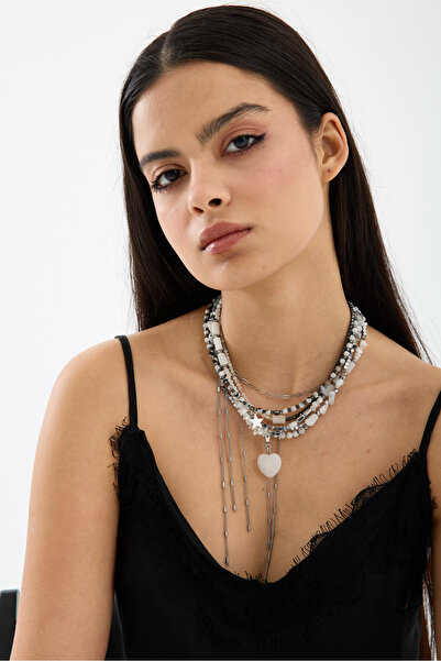 JİMNY JEWELRY PELİN AY TAŞI ÇOKLU KOLYE