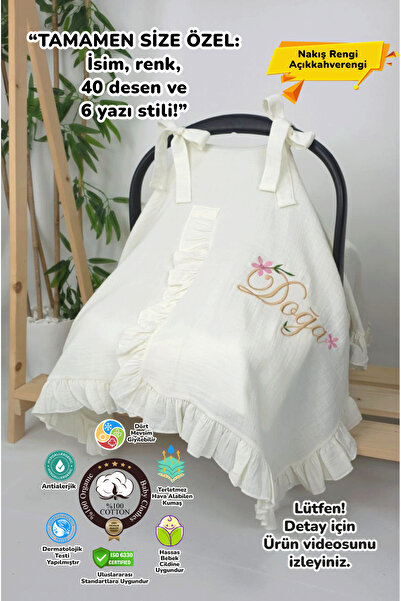 gros shop %100 Pamuk Nefes Alabilen Müslin Kumaş Püsküllü Puset Örtüsü (KİŞİY...