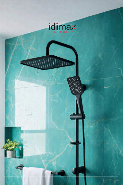 idimax Robot Duş Seti Soft- Siyah (20x30 Geniş Tepe)