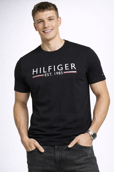 Tommy Hilfiger تي شيرت TH - شعار التوقيع، مقاس عادي أزرق