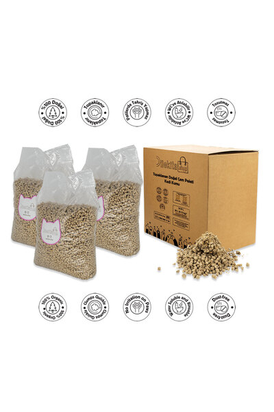 Dilekita Topaklanan Doğal Çam Peleti Kedi Kumu (10 LİTRE / 3-4 KG. X 3 ADET)
