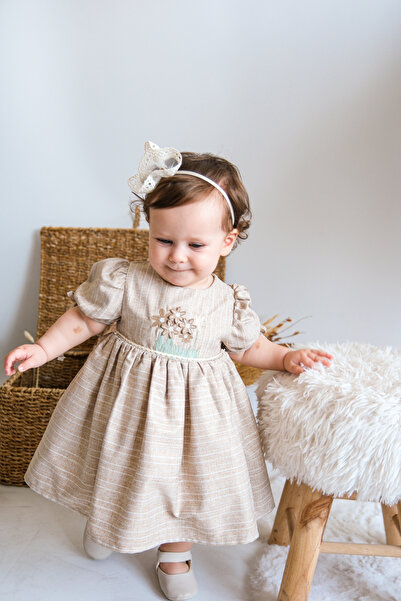 ministok Sementa Kız Bebek Nakışlı Elbise