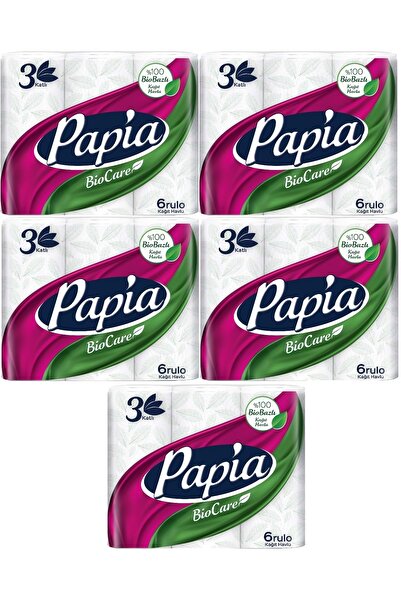 Papia مناشف ورقية (3 طبقات) مجموعة من 30 قطعة من بيو كير (5 عبوات*6)