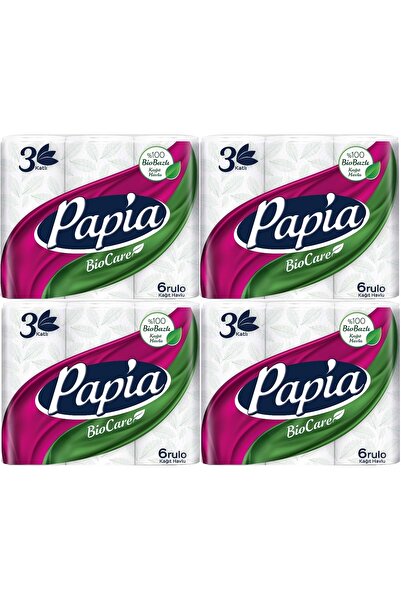 Papia مناشف ورقية (3 طبقات) مجموعة من 24 قطعة من بيو كير (4 عبوات*6)